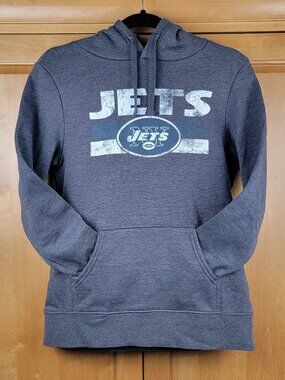Fanatics NFL New York Jets Football Distressed Grey Pullover Hoodie - M